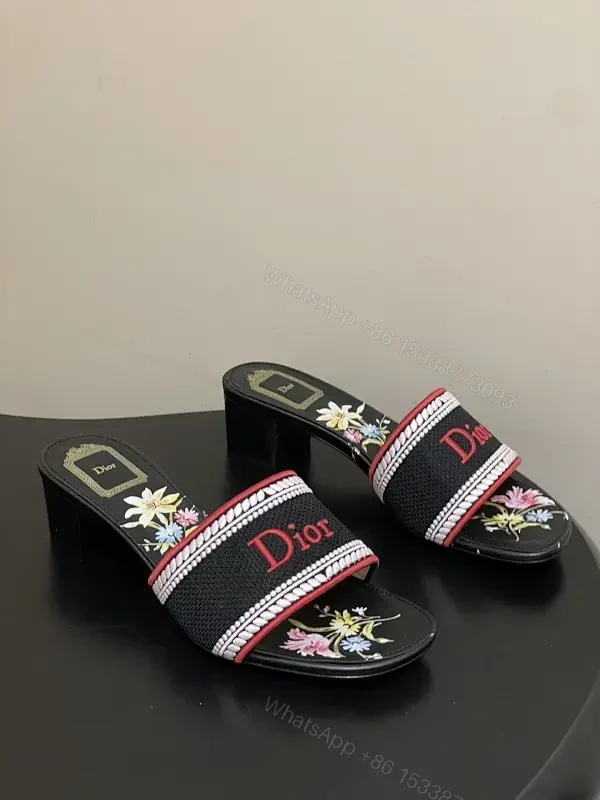 Embroidered Slip-Ons with Bold Branding Sandals — view 1