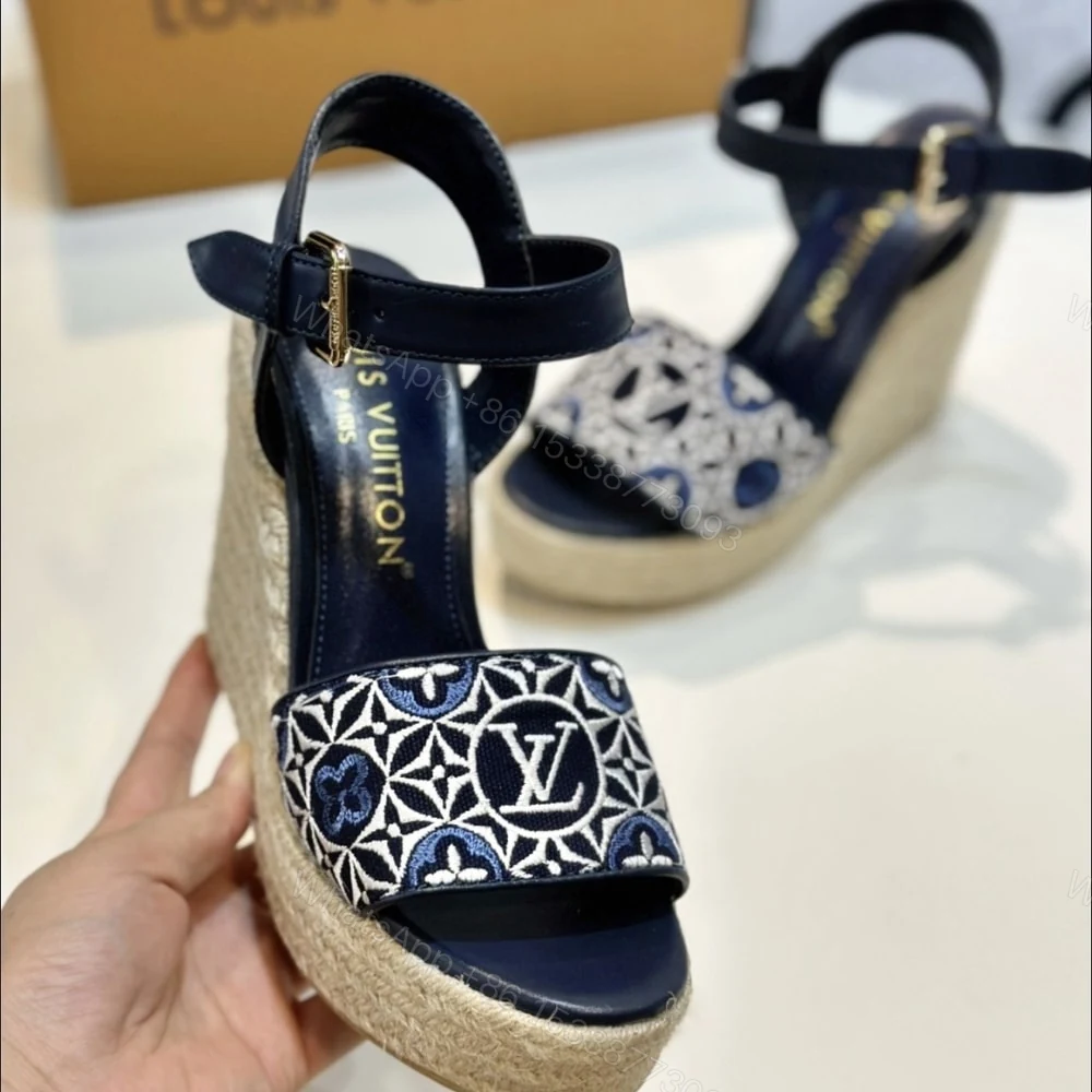 View 3 of LOUIS VUITTON HELIOS WEDGE ESPADRILLE MARINE 1AHLKQ