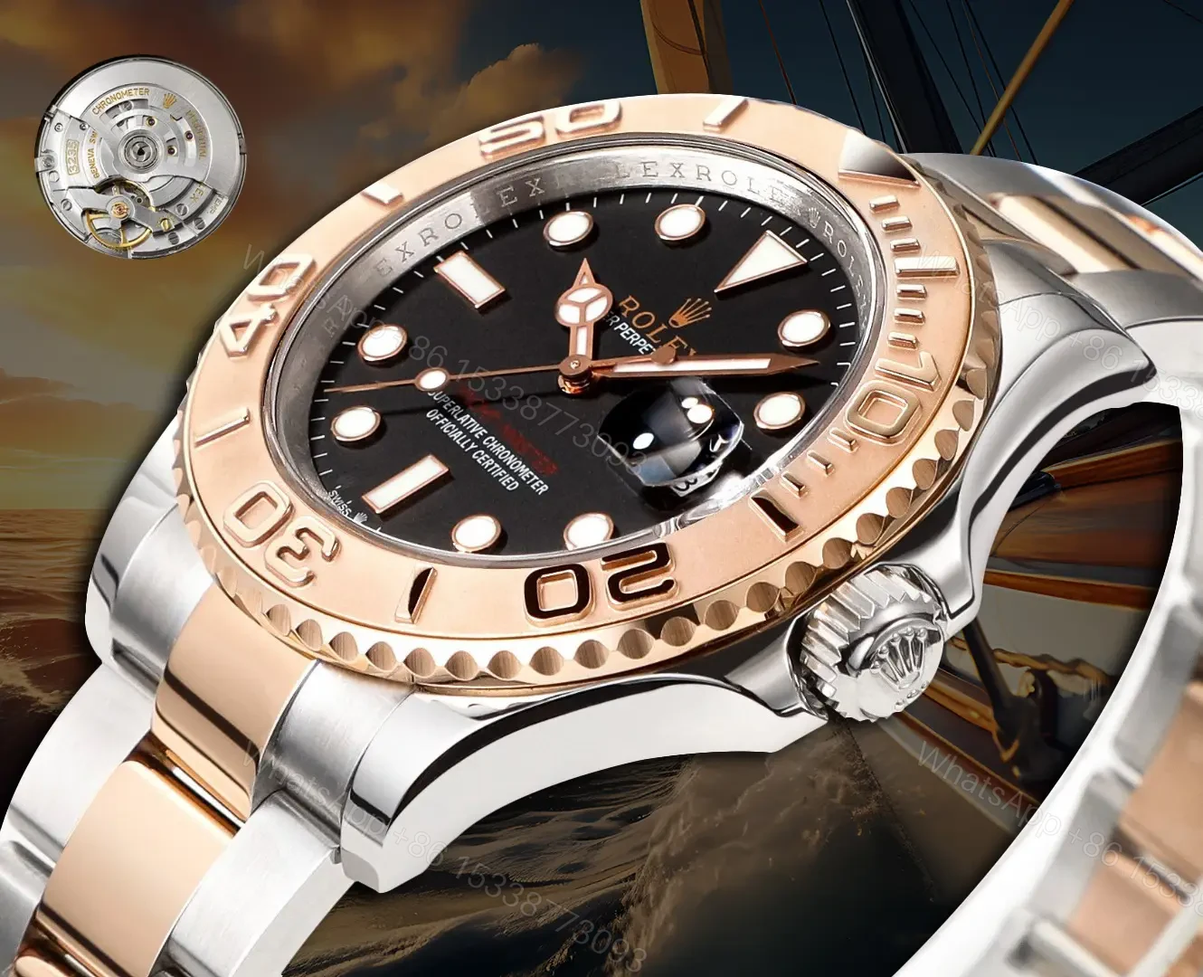 View 3 of Fake Rolex Yacht-Master 40 Everose Rolesor Replica 126621-0001