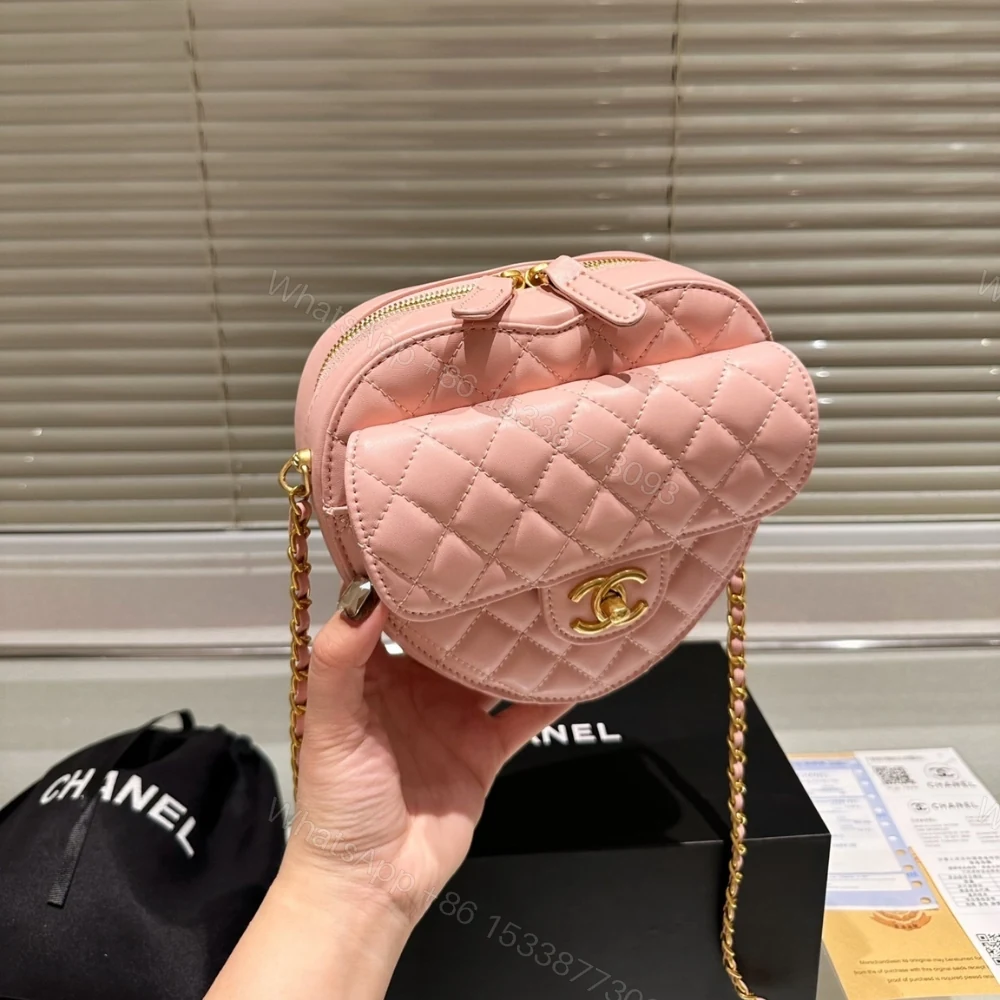 View 5 of Chanel Heart Bag Gold Tone Metal Light Pink 16Cm