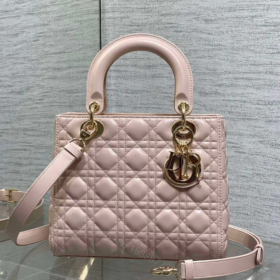 Dior Medium Lady bag in Pink Gold Hardware — view 1