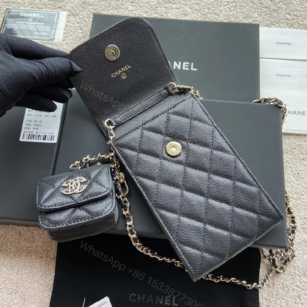 View 3 of Compact Quilted Wallet Bag with Chain Strap