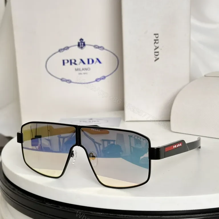 View 2 of Premium Gradient Shield Sunglasses - Luxury Alloy, Prada-Inspired Design