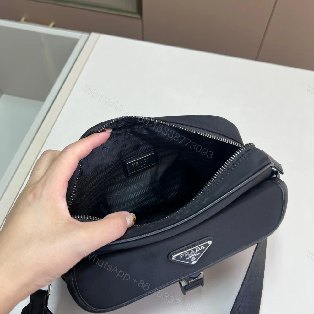 View 7 of Prada Re Nylon And Saffiano Shoulder Bag Black 24Cm