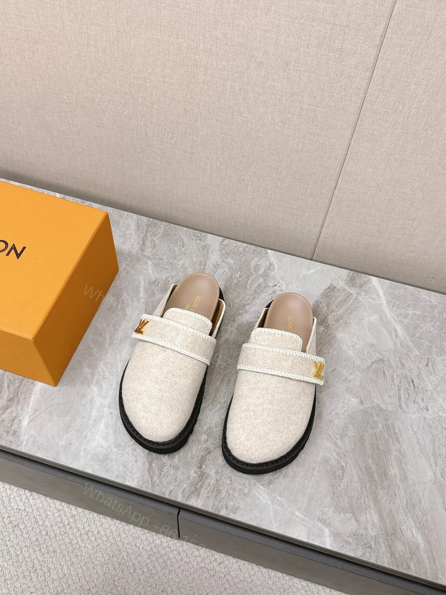 View 4 of LV Women Beige Wool Mules