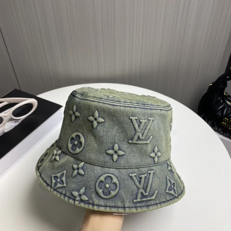 View 8 of Denim LV Monogram Bucket Hat â€“ Luxe, Streetwear Ready