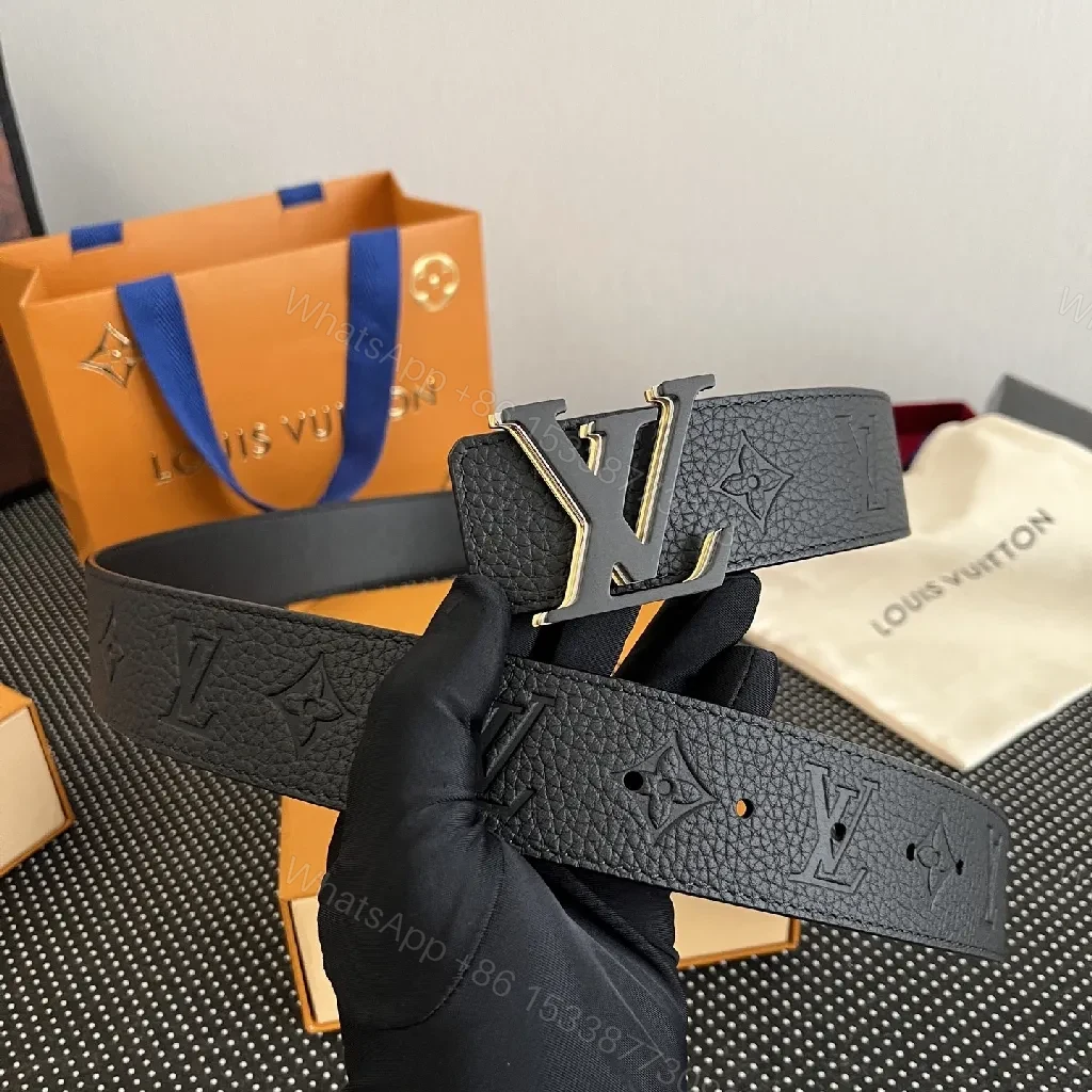 Monogram Leather Belt with Gold Accent Buckle - Luxury Style — view 1