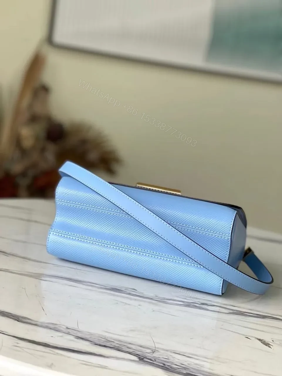 View 7 of Louis Vuitton LV Twist Like Auth Woman’s Blue Handbags 24cm