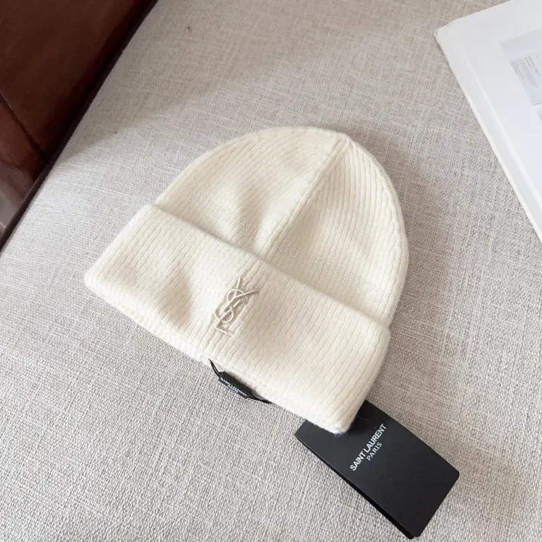 View 3 of Minimalist Knit Beanie â€” Ivory, Premium Knit Blend, Crest Logo, Everyday Luxury