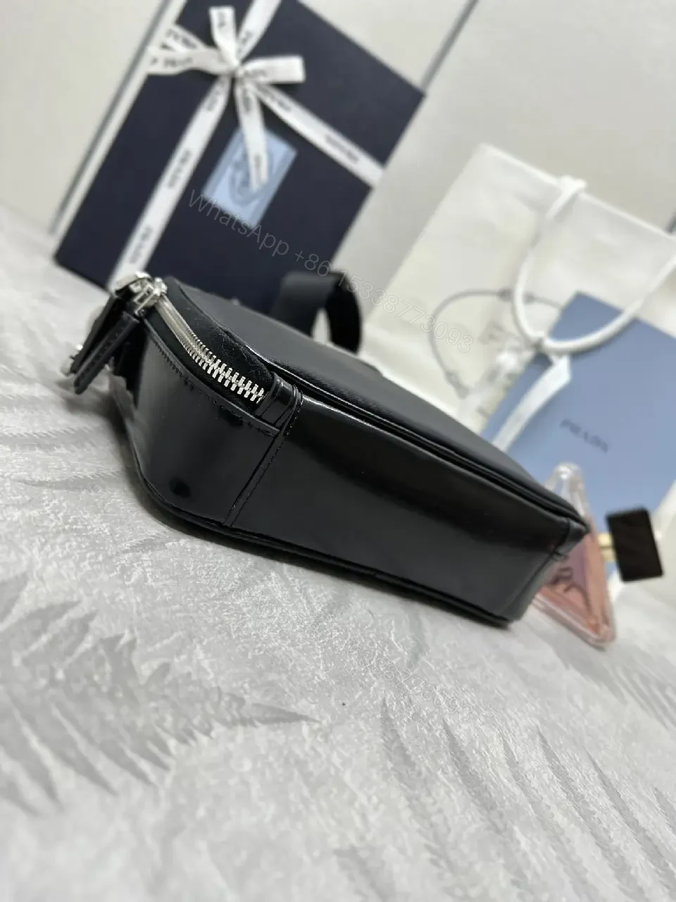 View 3 of Minimalist Black Leather Crossbody System: Modular Luxury Bag