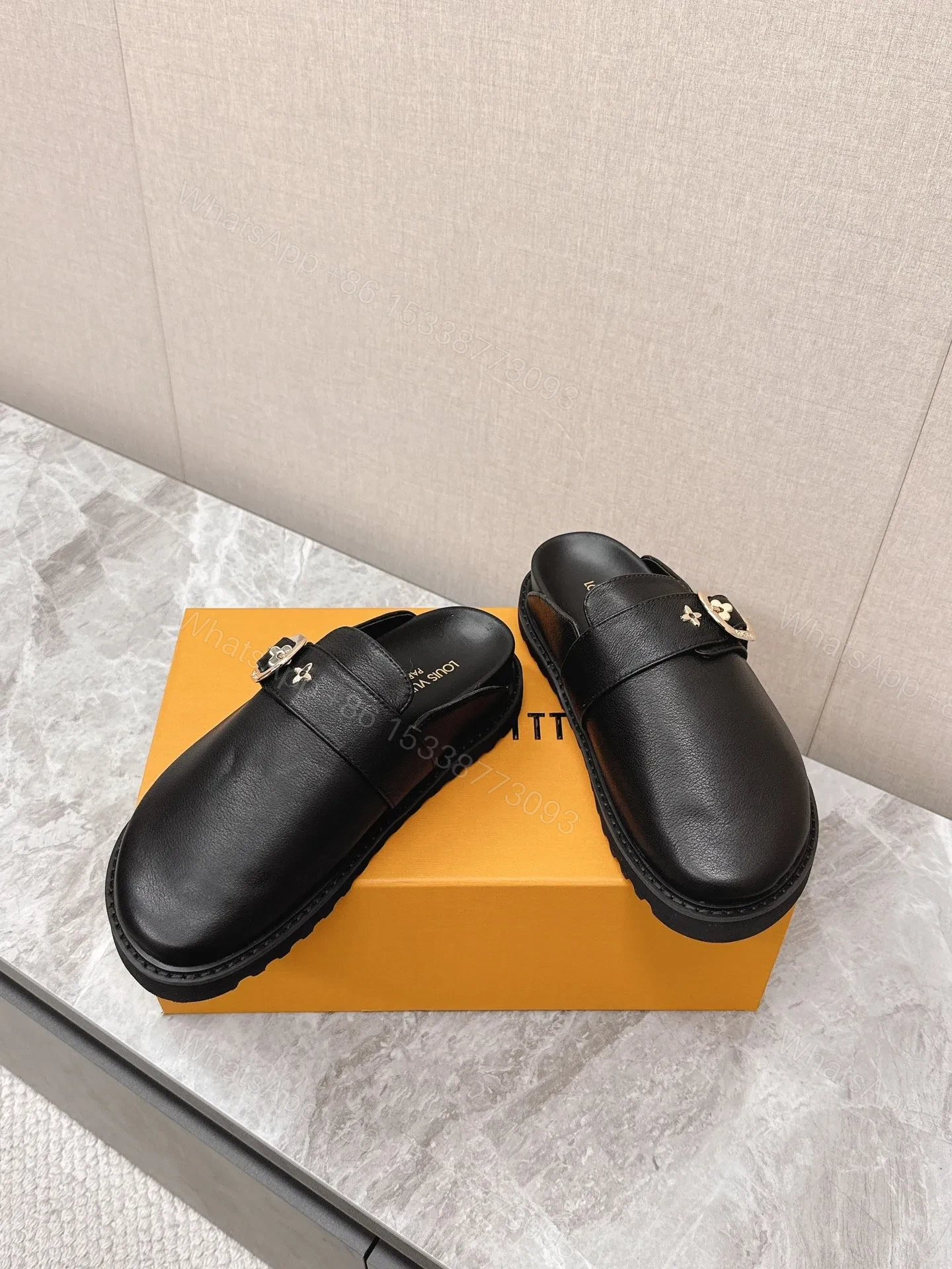 View 6 of LV Women Black Leather Mules