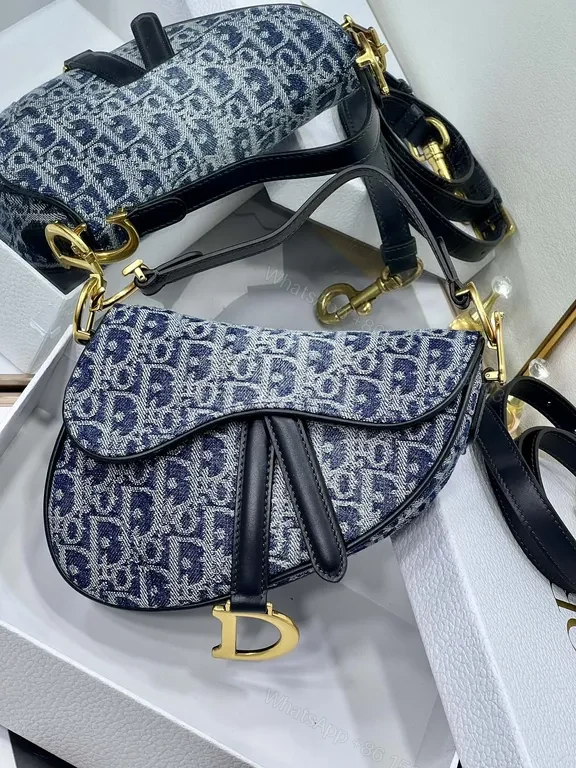 View 7 of Chic Denim Saddle Bag - Luxe Gold Hardware, Everyday Distinction