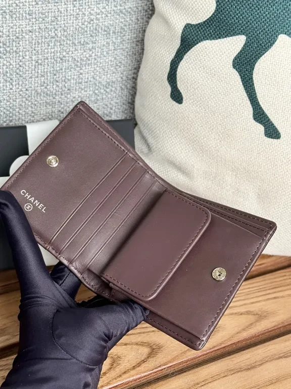 View 2 of Black + Calfskin + Quilted + Interlocking CC hardware + Wallet