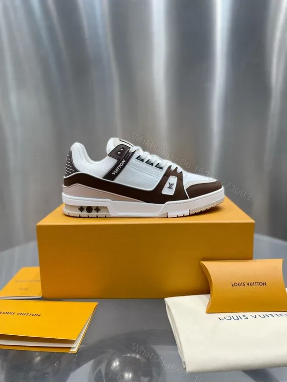 View 2 of White Leather LV-Influenced High-Tops | Luxury All-Day Comfort Sneakers