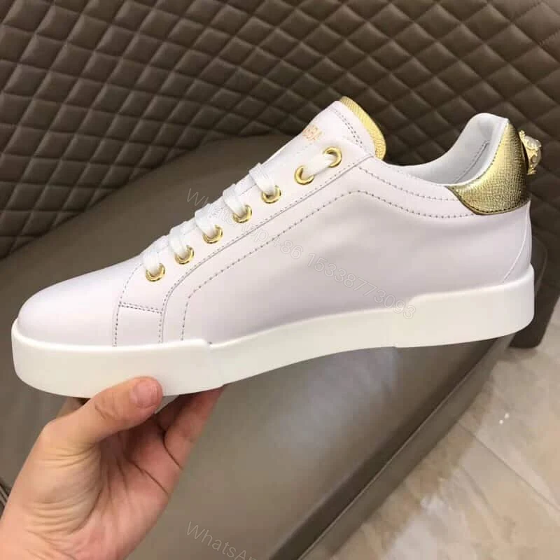 View 7 of DOLCE & GABBANA SNEAKERS PORTFINO IN BLACK LEATHER WITH PERLA LOGATA – DG20