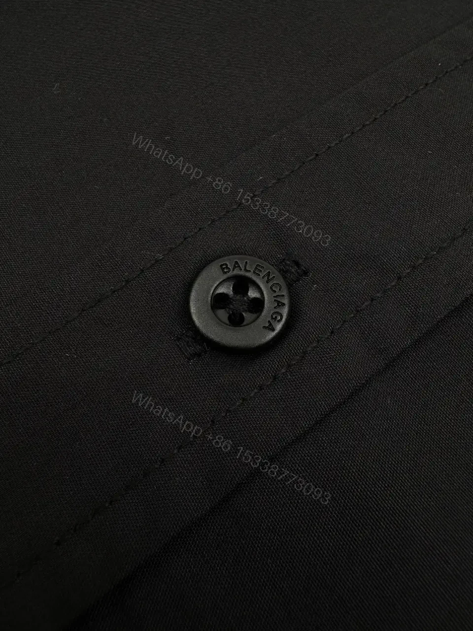 View 3 of Black Button-Down Shirt: Balenciaga-Inspired Patch, Modern Minimalist