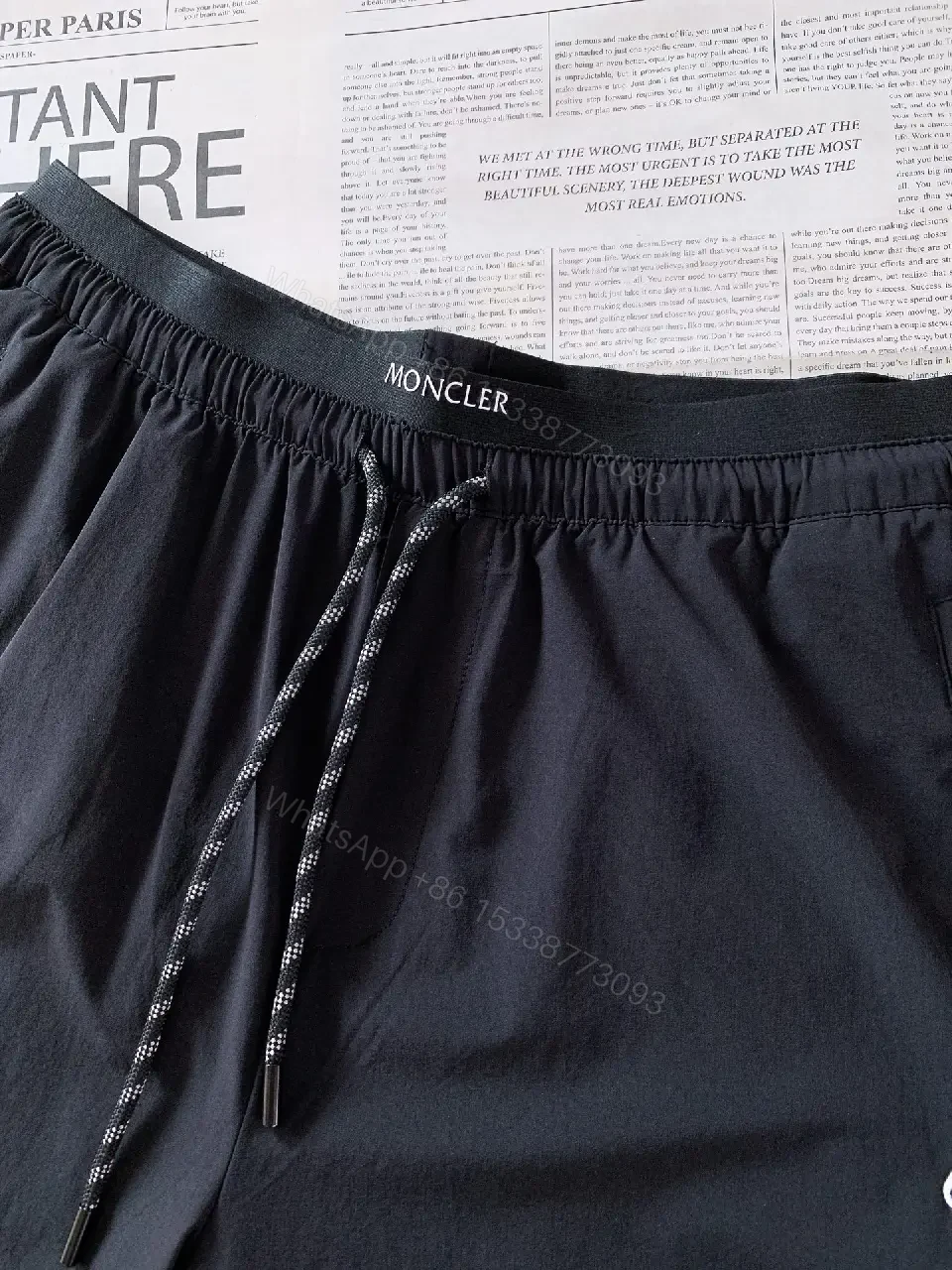 View 6 of Black Nylon Drawstring Moncler Style Shorts