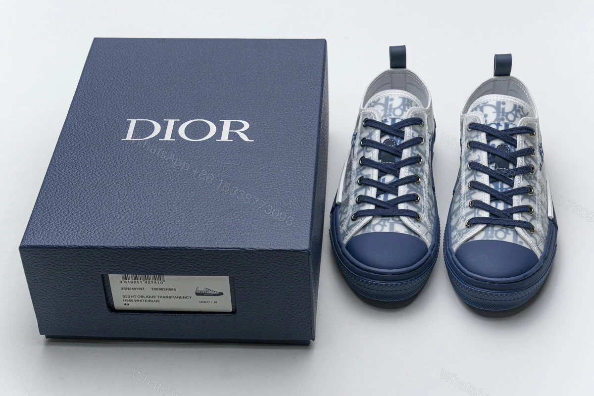 Dior B23 HT Oblique Transparency LOW T00962H565 White Blue — view 2
