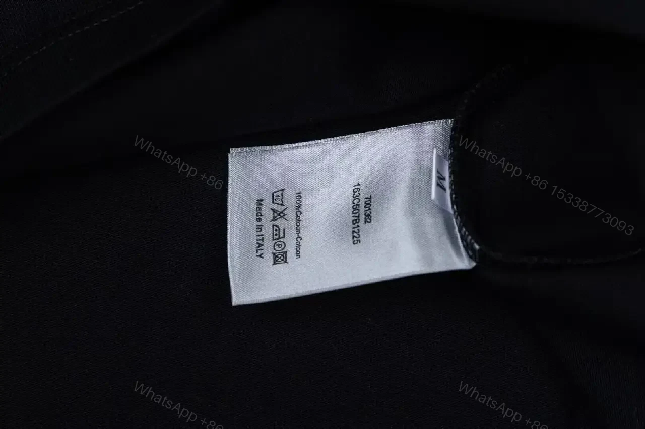 View 7 of Bold Black Cotton Tee, Textured Dior Logo, Modern Luxe