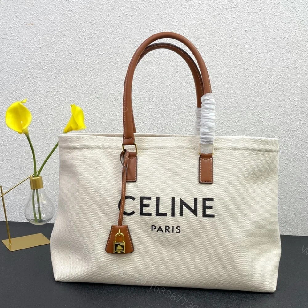 View 2 of CELINE HORIZONTAL CABAS TOTE CANVAS BEIGE 33CM