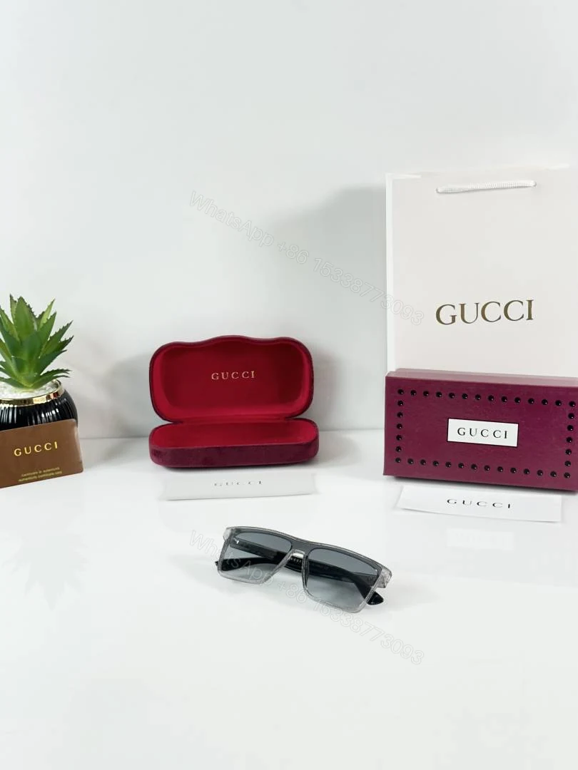 View 4 of First Copy Gucci Oversized Square Sunglasses Black Frame Gradient Grey Lens