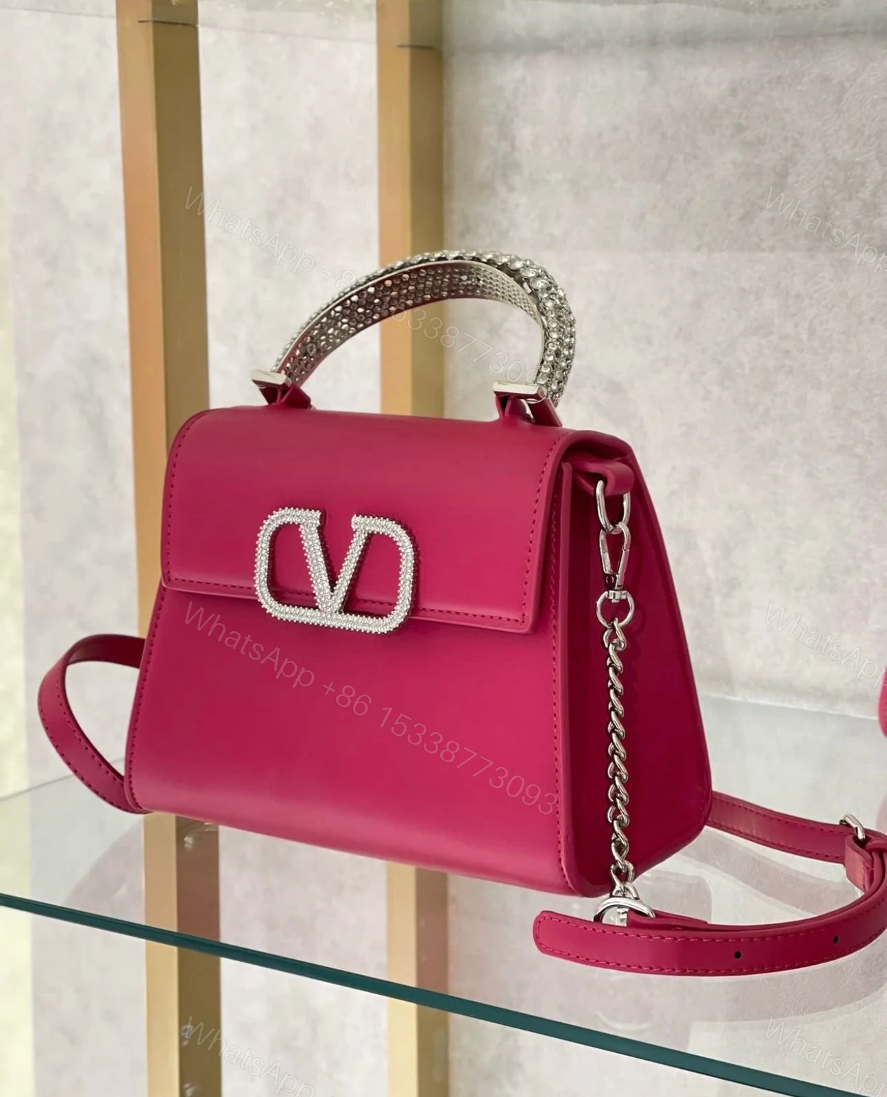 View 7 of FIRST COPY VALENTINO STONE GARAVANI LOGO TOP HANDLE BAG
