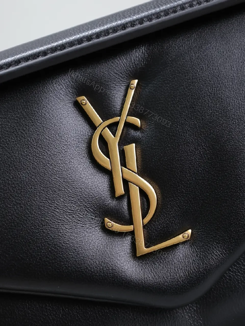 View 4 of Chic Black Leather Satchel with Gold Logo Hardware