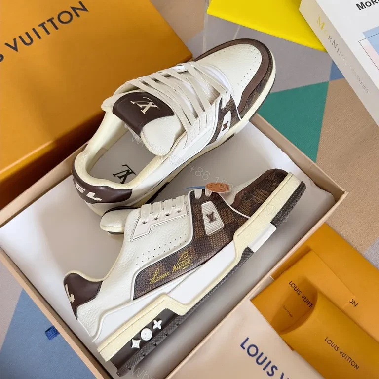 View 6 of Minimalist Luxury Sneakers: LV-Inspired Leather High-Tops