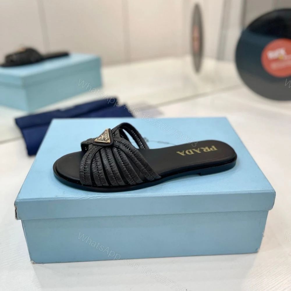 View 5 of Prada Crochet Slides Black