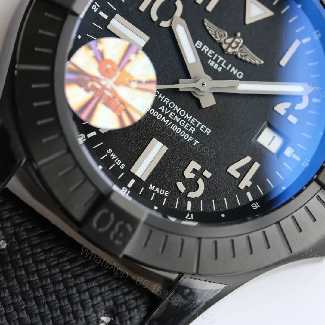 View 4 of JF Factory Breitling Avenger Automatic 45 Seawolf Night Mission Edition – Black Dial, Black Titanium Case, Black Rubber Strap