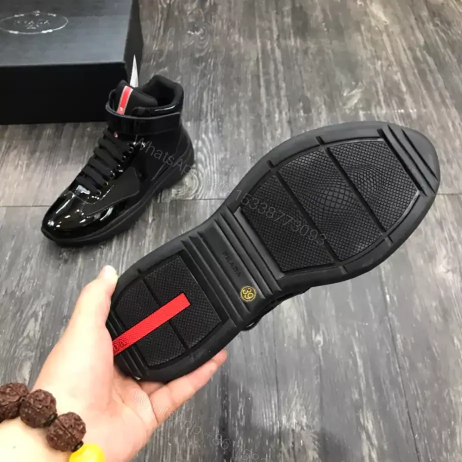 View 3 of PRADA AMERICA’S CUP HIGH-TOP SNEAKERS IN BLACK – PRD021
