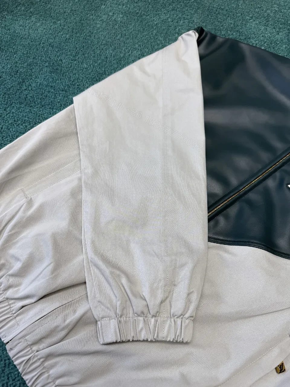 View 4 of Colorblock PU & Nylon Track Jacket - Modern, Luxe Appeal