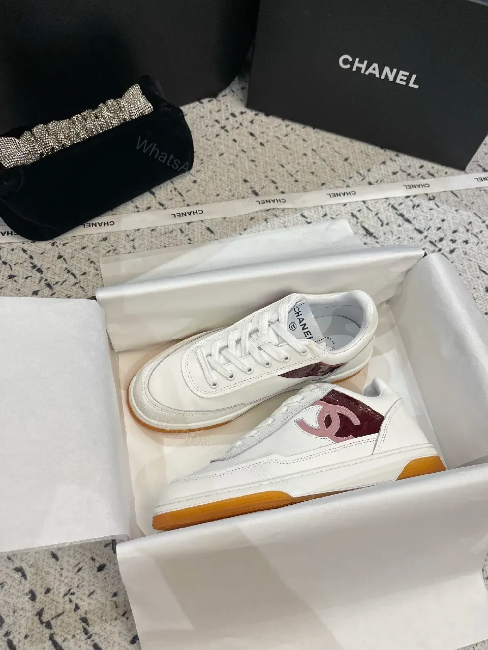 White Leather Sneakers Luxury Logo Edge, Premium Casual Sneaker — view 1