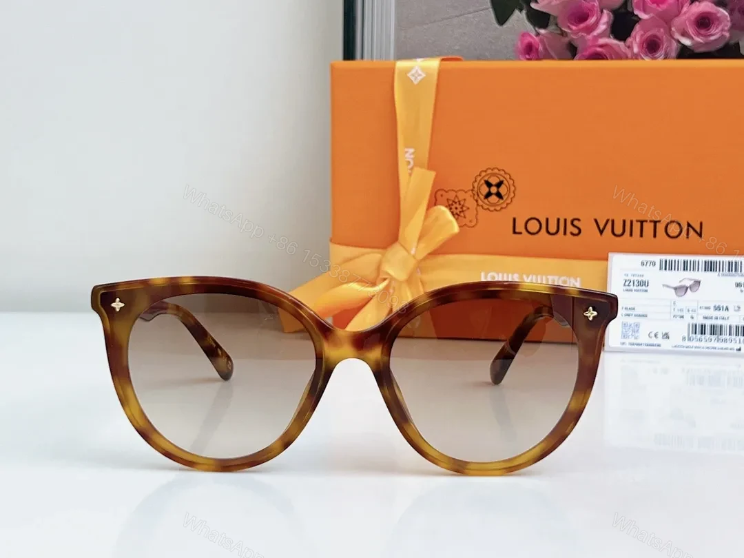 View 4 of Tortoise Frame Sunglasses with LV Detailing, Lightweight, UV400