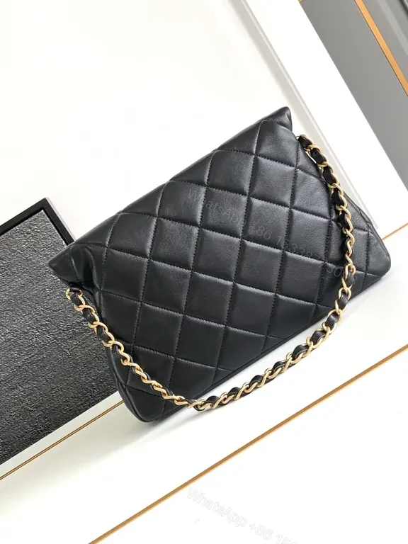 View 7 of Chic Quilted Flap Bag: Black Leather, Gold Hardware, Multi-Use