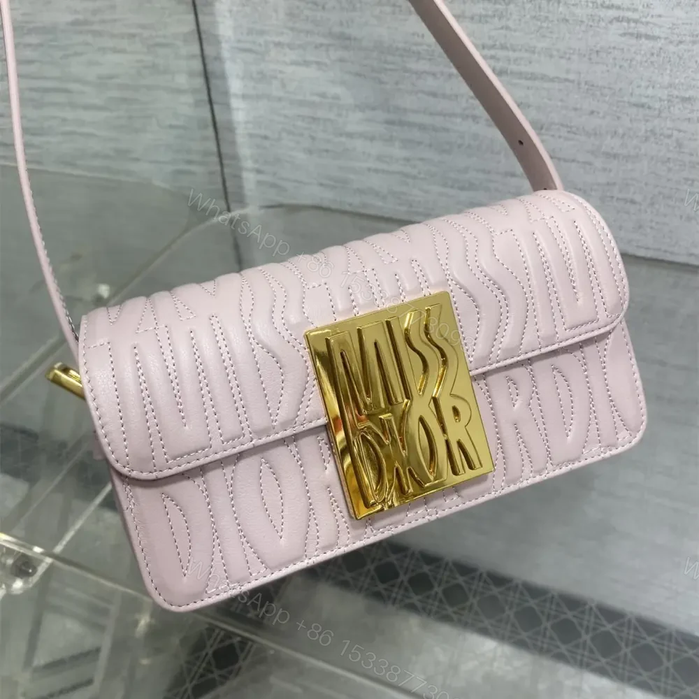 View 2 of 高仿Dior*Miss系列M261M05N衍縫線小牛皮腋下包粉色免檢版