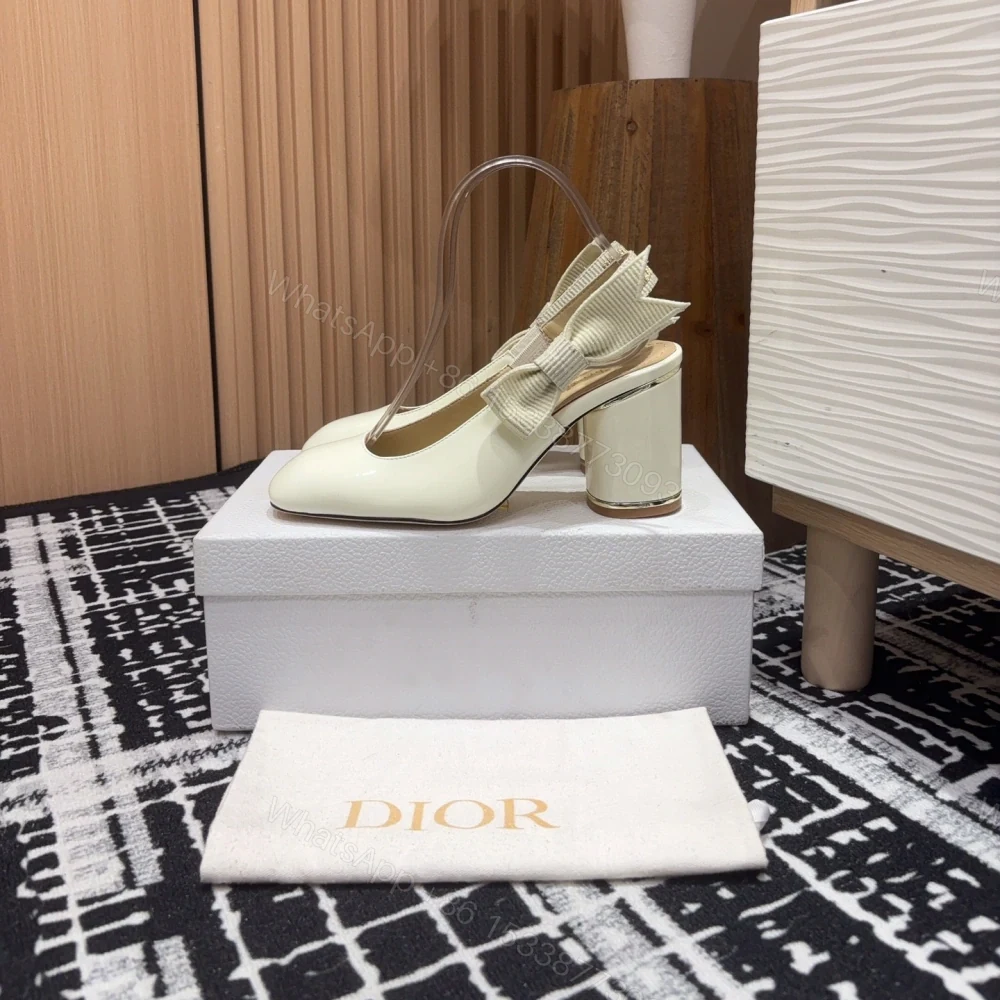 View 2 of 高仿Dior*Miss系列KDV270露跟蝴蝶結高踭鞋白色免檢版