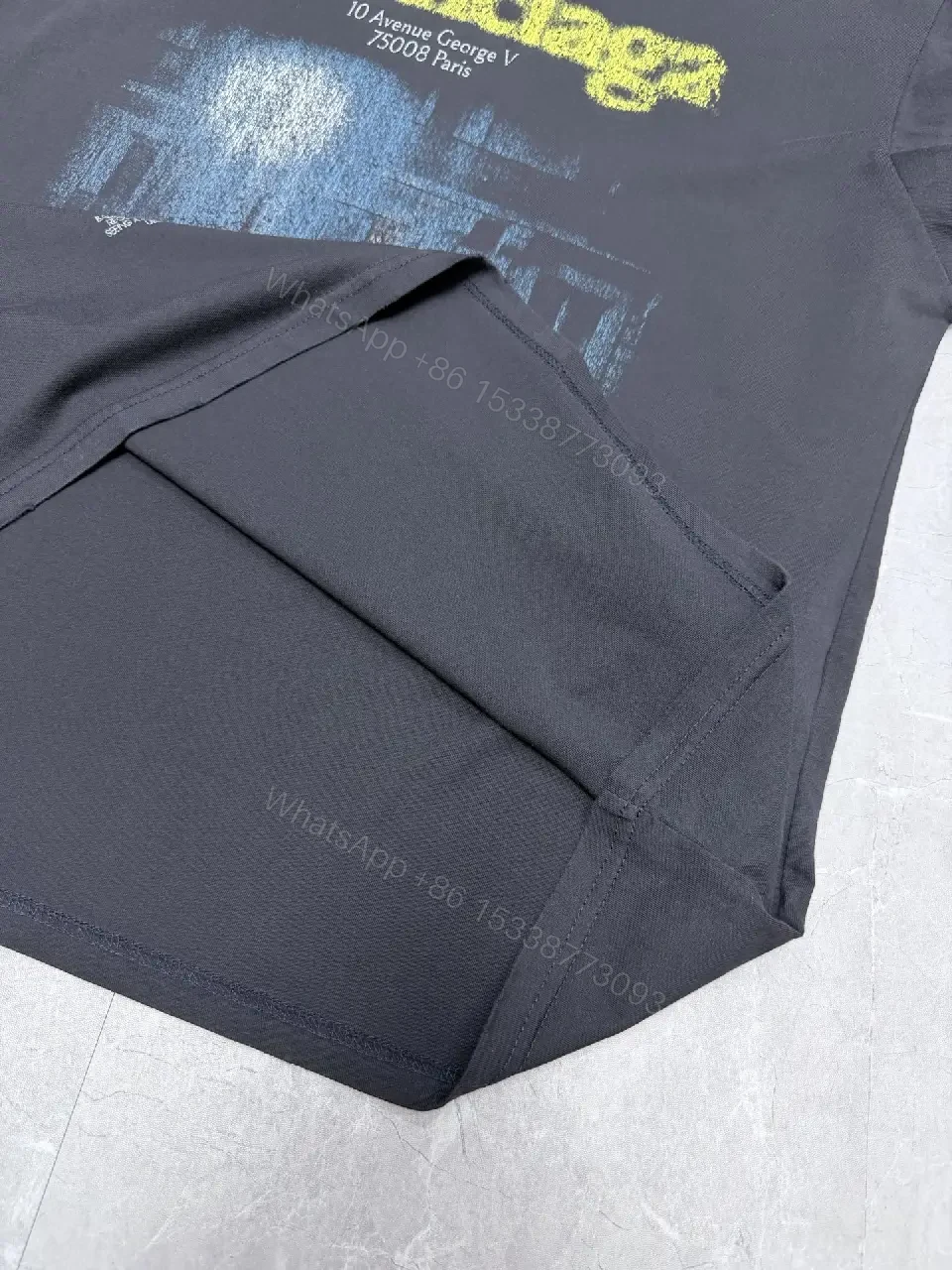 View 9 of Dark Gray Oversized Tee Neon Logo Balenciaga, Crew Neck, Short Sleeve