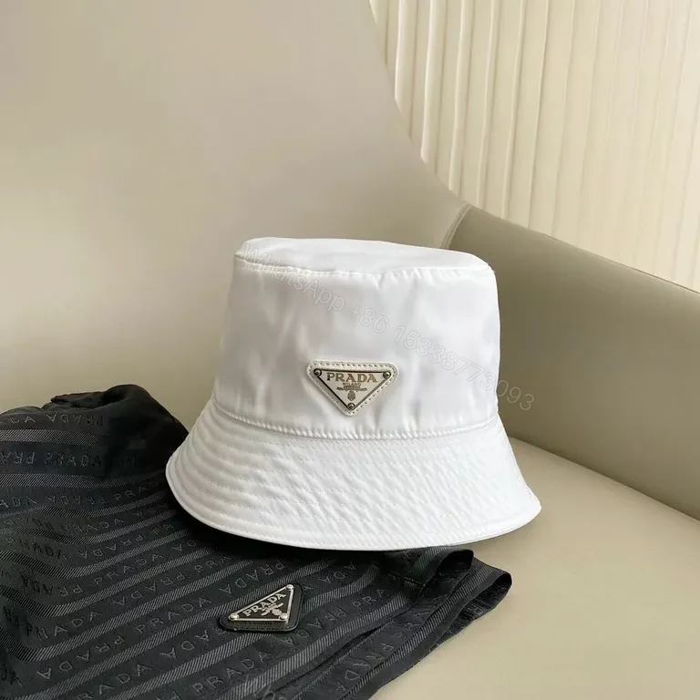 Prada White Nylon Bucket Hat â€“ Luxe Minimalist Style — view 1
