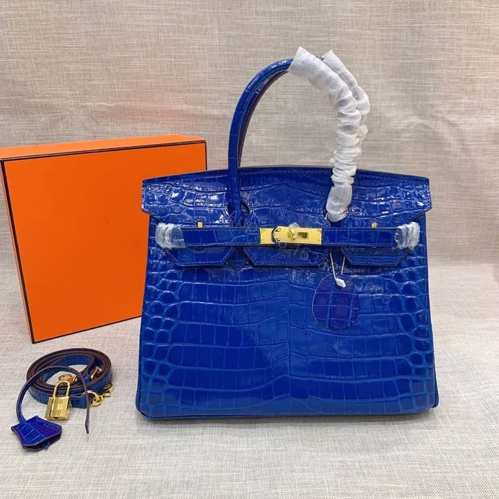 View 2 of Hermes Birkin 30 Crocodile Gold-Toned Hardware Dark Blue 30Cm
