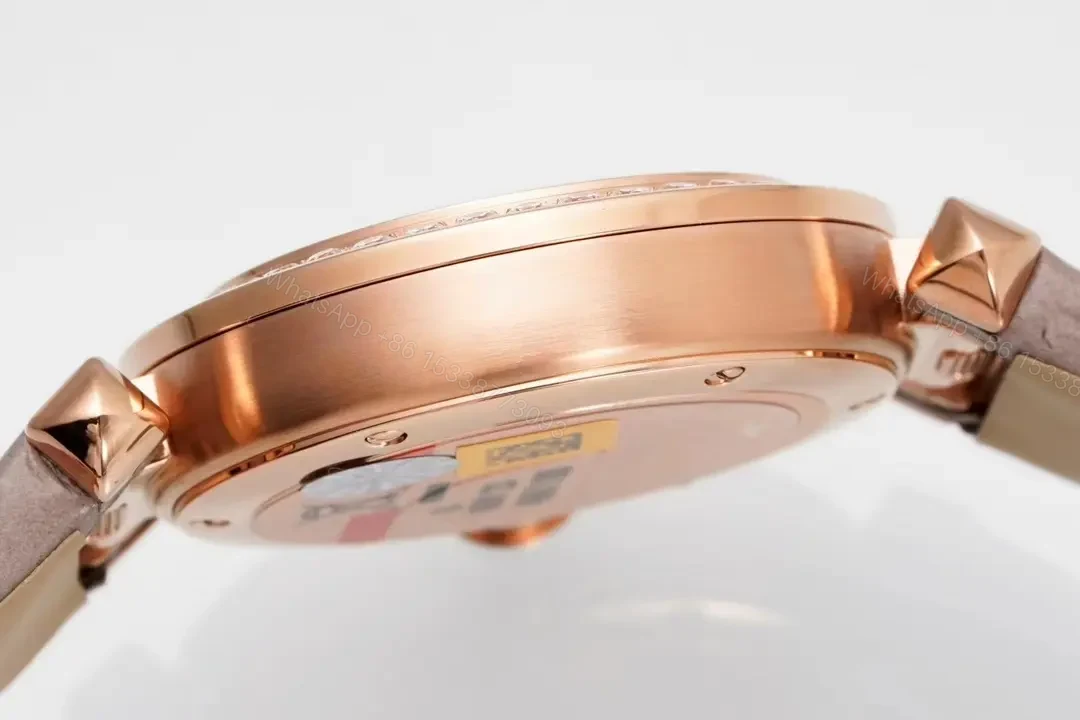 View 9 of JF Factory Cartier Pasha de Cartier Women’s Watch – 30mm Rose Gold with Diamond Bezel, Blue Steel Hands, and Quick Release Leather Strap