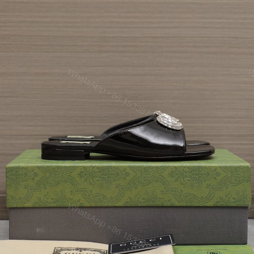 View 6 of Gucci GG Crystal Slippers Black