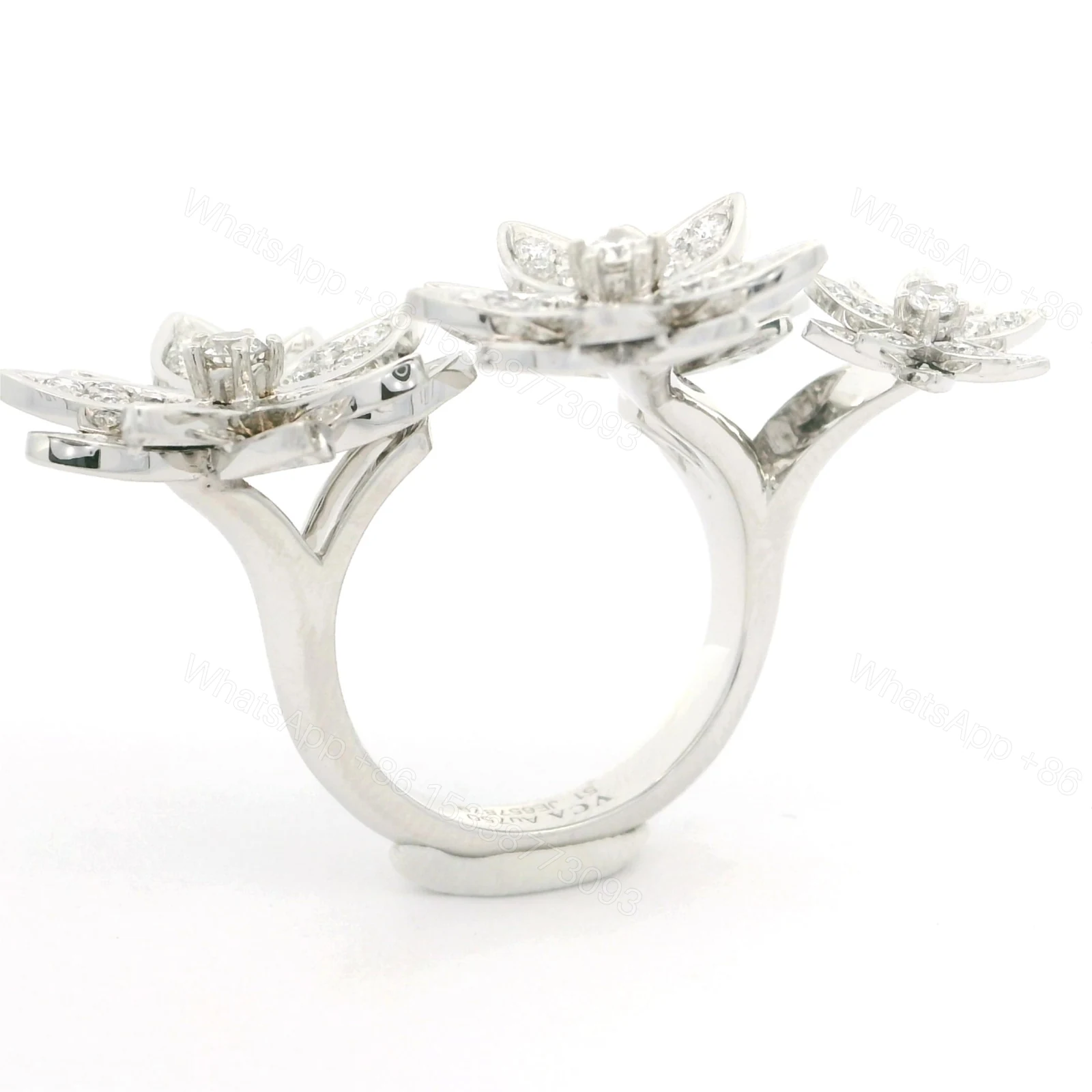 View 6 of 18K Gold VCA 4 Flowers Lotur Diamond Ring