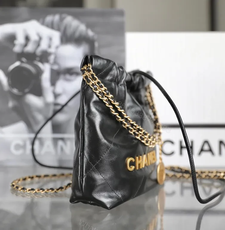 View 4 of Chanel-Inspired Black Leather Crossbody: Luxe Chain Detail