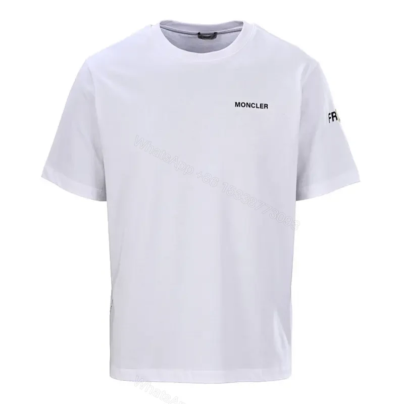 Lightweight White Tee with Subtle Moncler Logo, Modern, Ultra-Comfortable — view 1