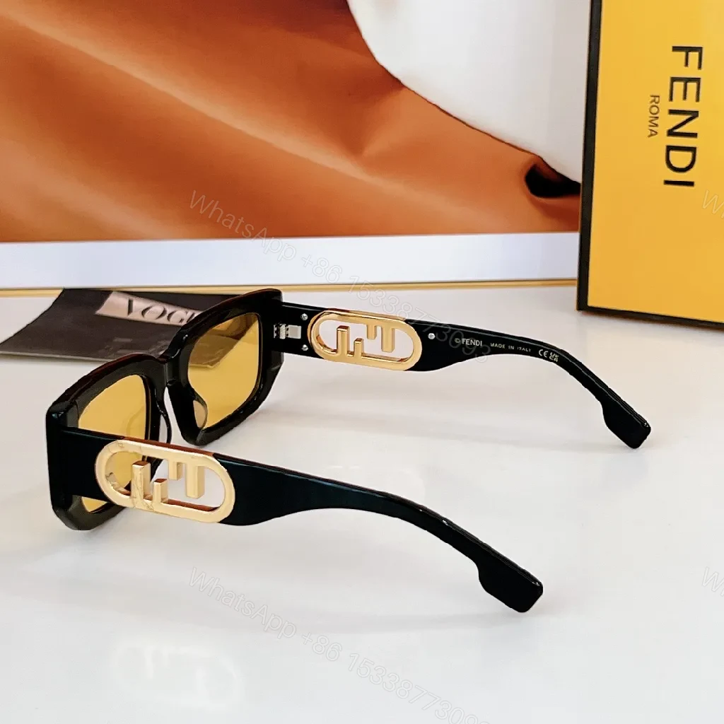 View 6 of White Acetate Square Sunglasses with Gold Accents, Oversized Frame
