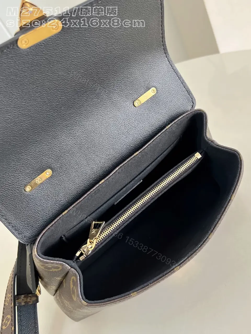 View 4 of Chic Black Satchel: Monogram Canvas, Structured Silhouette