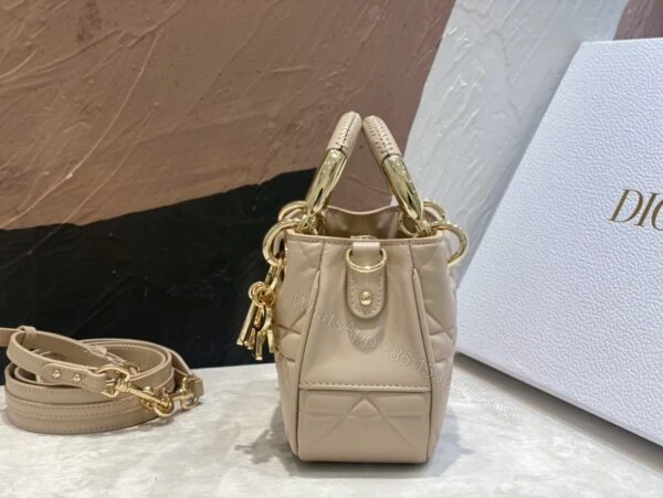 View 2 of Dior Lady Women’s Handbag Beige Super Smooth Leather 20x13x8cm