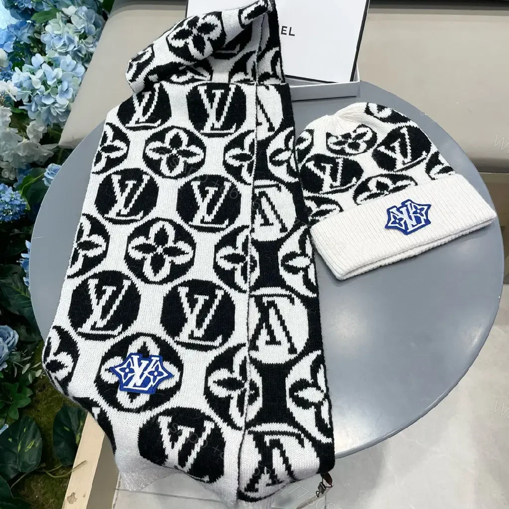 View 2 of Bold Monogram Knit Set: High-Contrast Luxe Comfort