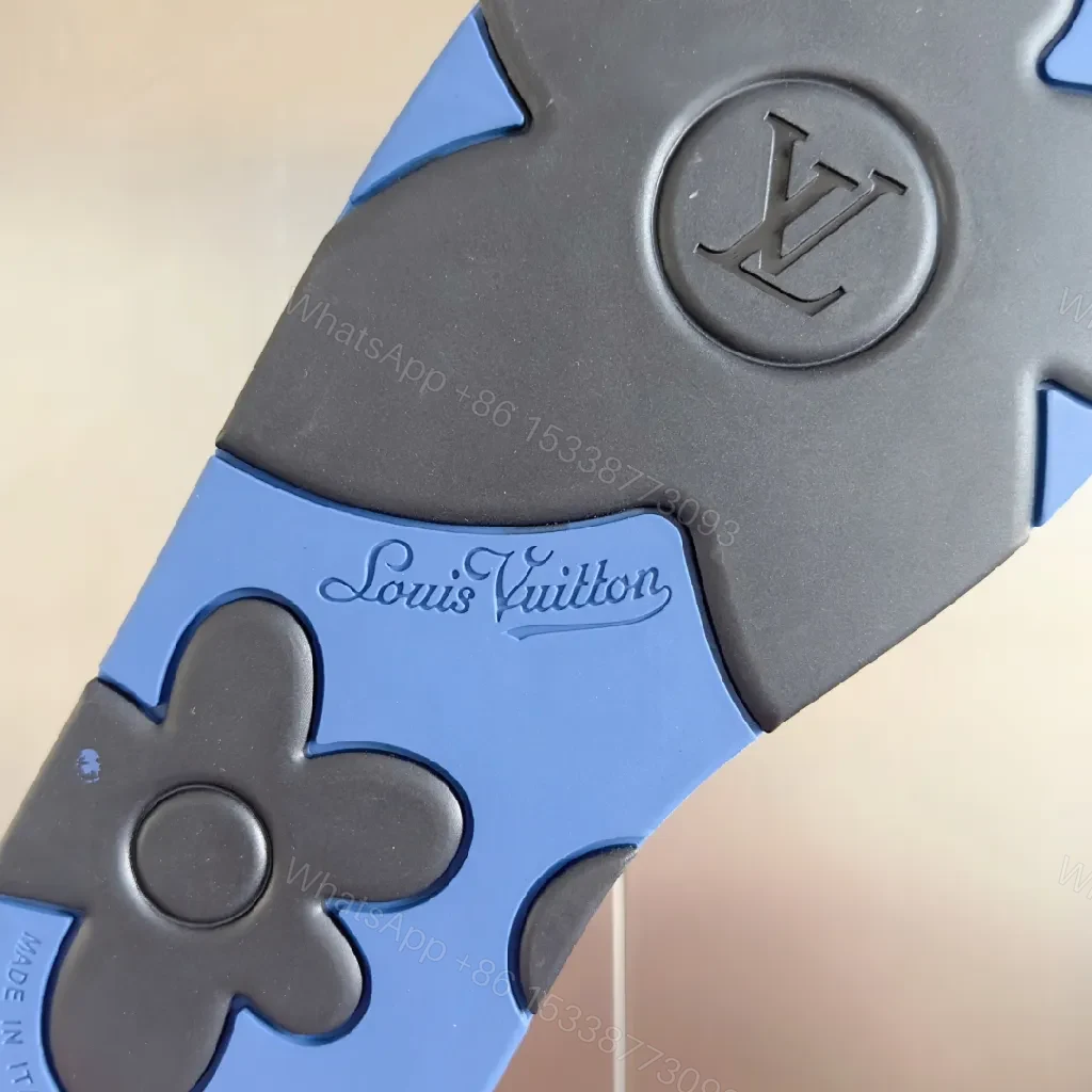 View 6 of Blue Leather Slip-Ons with LV Detail, Cushioned, Slip-On Shoes